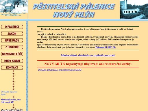pěstitelská pálenice nový mlýn