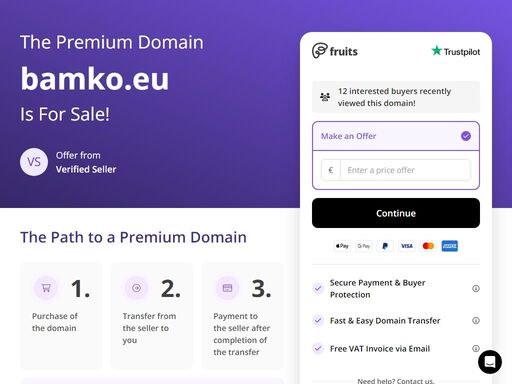 the premium domain bamko.eu is for sale on fruits.co. secure the domain now and start your online success story. safe payment and quick transfer are guaranteed.