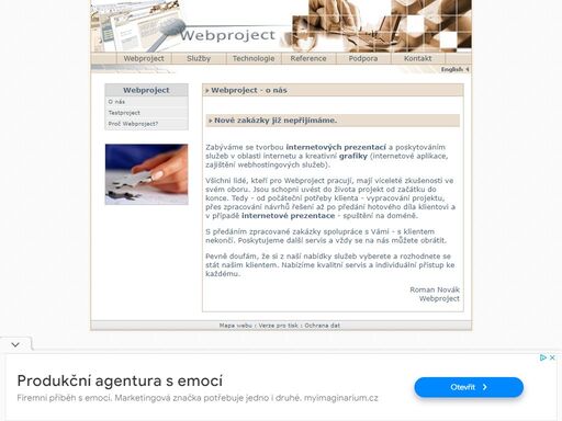 webproject - internetove prezentace, stránky. web design a grafika pro internet.