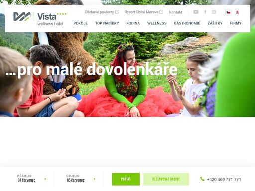 rodinná dovolená na horách v jeseníkách. family hotel vista nabízí velké množství vyžití dětem. zážitky v dětské herně, animační programy, mamutíkův vodní park, lesní zážitkový park a mnoho jiného.