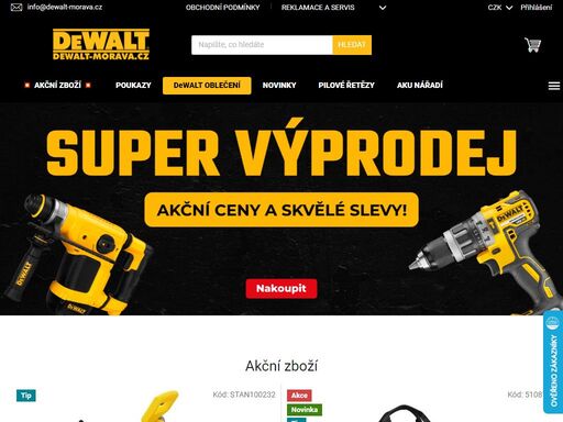 internetový obchod s elektrickým a akumulátorovým nářadím dewalt