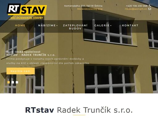 rtstav radek trunčík s.r.o., zateplování budov na klíč, malířské práce, půjčovna lešení