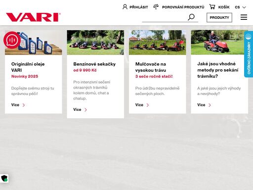 český výrobce zahradní techniky. malotraktory terra - vari vynikají snadnou přestavbou z bubnové sekačky na mulčovač, frézu, kartáč či radlici. v nabídce je celá škála příslušenství na obdělání půdy: pluhy, vyorávací radlice, kypřiče a kypřící ústrojí, brány, smyky, dále vyklápěcí návěsy a nosiče nářadí. a od r. 2023 také stroje s velice výkonným střídavým elektromotorem značky ego, napájený systémovou baterií ego s napětím 56 voltů - vari powered by ego.