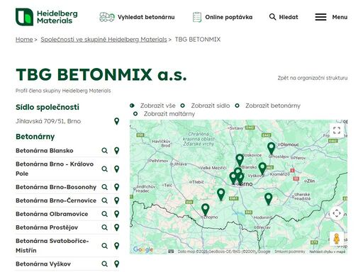 společnost tbg betonmix dodává beton ve městech brno, vyškov, prostějov a okolí. hlavní činností je výroba transportbetonu.