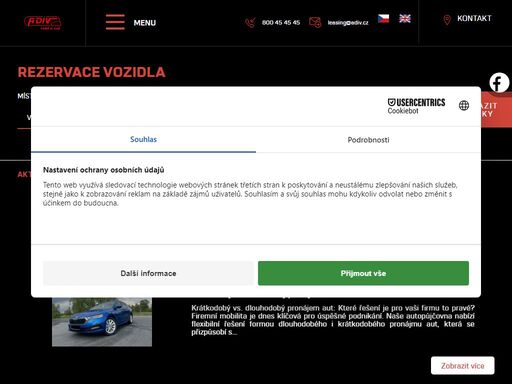 pronájmy vozidel a operativní leasingy pro právnické i fyzické osoby adiv lease. rezervujte si u nás vozidlo online na dlouhodobou či krátkodobou zápujčku.
