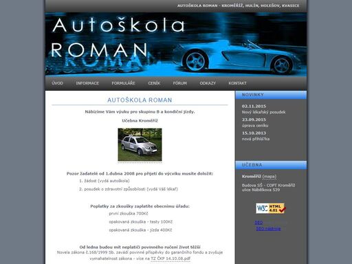 autoškola roman vám nábízí výuku pro skupinu b a kondiční jízdy.