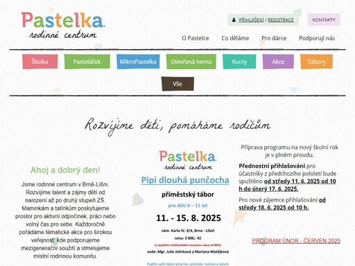 jsme rodinné a mateřské centrum v brně líšni. rozvíjíme děti a pomáháme jejich rodičům.