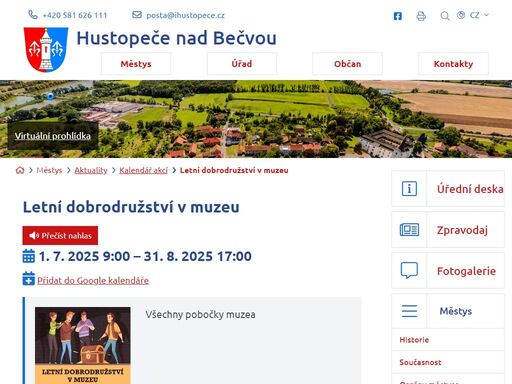 oficiální stránky městyse hustopeče nad bečvou