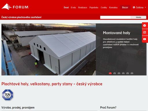 český výrobce plachtového zastřešení s dlouhou tradicí - párty stany, textilní plachtové haly, průmyslové stany. prodej i pronájem. 