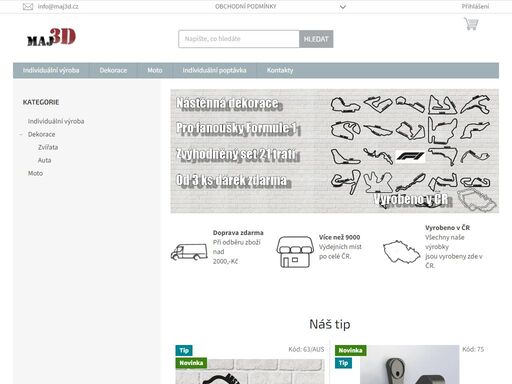 maj3d.cz je moderní e-shop s výrobky z 3d tiskárny. nabízíme designové kousky, doplňky i dárky na míru. specializujeme se na zakázkový 3d tisk a výrobu prototypů, díky které proměníme vaše nápady ve skutečnost.