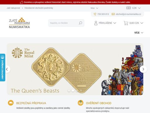 zi-numismatika.cz - největší výběr zlatých a stříbrných mincí v čr. historické, sběratelské, moderní proof mince, investiční zlato i stříbro, platina, paládium.
