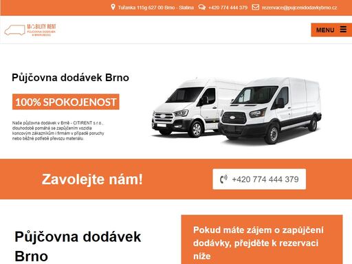 pujcenidodavkybrno.cz je půjčovna dodávek brno, která k ceně přidává extra služby navíc. nabízí pronájem dodávek, mikrobusů a dalších vozů. vše za výhodné ceny!
