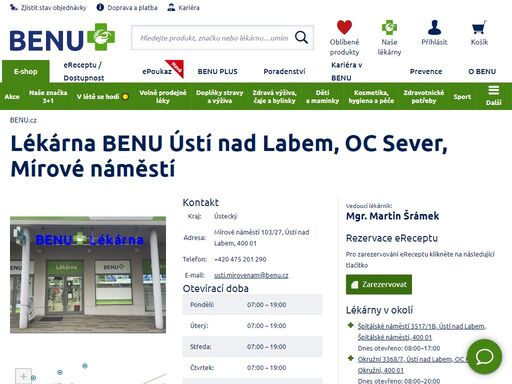 ?bezbariérová lékárna s konzultační místností a homeopatickou poradnou. zaměřuje se na dermokosmetiku, dětský sortiment, geriatrickou péči, speciální výživu.?