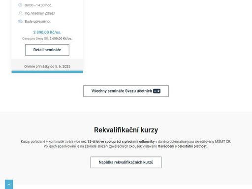 sivre pořádá odborné semináře a rekvalifikační kurzy v oblasti účetnictví, daní a výpočetní techniky s akreditací mšmt. kurzy jsou pořádány již více než 15 let ve spolupráci s předními odborníky.