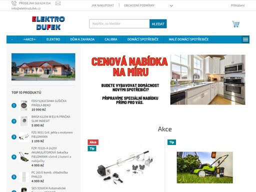 na trhu jsme již více jak 30 let. k vlastní kamenné prodejně v náměšti nad oslavou jsme spustili taktéž internetový obchod s nabídkou elektrospotřebičů (pračky, myčky, lednice, tv, vysavače, malé domácí spotřebiče apod), zahradní techniky.  vše s pohodlným dodáním až k vám domů.