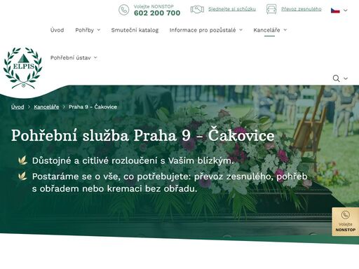 postaráme se o důstojné a citlivé rozloučení s vaším blízkým. sjednejte si schůzku v naší kanceláři na praze 9. volejte nonstop 602 200 700.