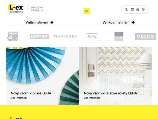 společnost l-ex dodává žaluzie, rolety, markýzy, sítě proti hmyzu a mnoho dalších produktů.