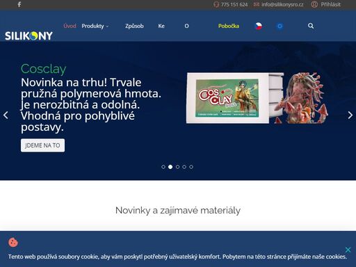 naše společnost se zabývá především prodejem silikonů, polyuretanů, kaučuků a termoplastů apod. možná je i výroba rekvizit, masek, modelů apod.