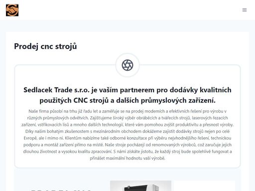sedlacek trade s.r.o. je vaším partnerem pro dodávky kvalitních použitých cnc strojů a dalších průmyslových zařízení.
