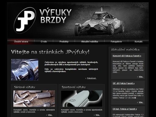 sportovní výfuky, brzdy, přestavby vozidel, zakázková kovovýroba, komponenty pro autosport.