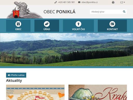 oficiální stránky obce poniklá