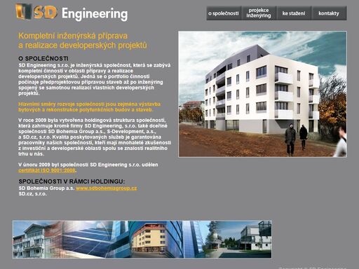 detaily ze sekce o společnosti na stránkách firmy sd engineering