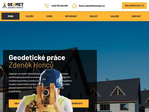 zabývám se téměř všemi druhy geodetických prací zejména zaměřování pozemků a tvorbou geometrických plánů. geodetické práce zdeněk honců