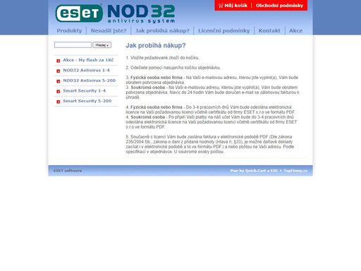 prodej licencí antivirů nod32 a smart security ::: výhodné ceny ::: ceník nod 32 ::: jak koupit nod32 ?