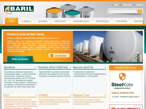 baril,prumyslove,barvy,antikorozni,natery,naterove,hmoty,rychleschnouci baril - nátěrových hmoty zejména na ochranu kovových a betonových povrchů. průmyslové barvy, antikorozní nátěry.