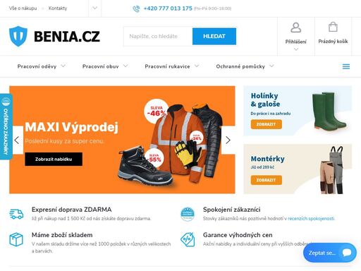 specialisté na pracovní oděvy a ochranné pomůcky. internetový obchod benia.cz nabízí široký sortiment pracovních oděvů, pracovní obuvi, pracovních rukavic a další ochranné pomůcky jako jsou helmy, respirátory, horolezecké postroje, brýle nebo sluchátka..
 
díky přímé obchodní spolupráci s italským výrobcem, který na…