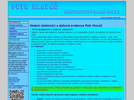 kompletní služby v oblasti zpracování a vedení účetnictví, daňové evidence, zpracování daňových přiznání v písku a okolí.