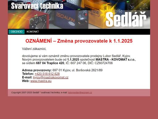 web obchodu se svářecími potreby