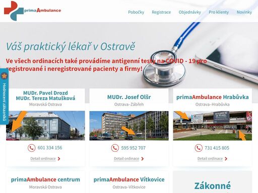primaambulance sdružuje 5 ordinací praktických lékařů pro dospělé v ostravě.
