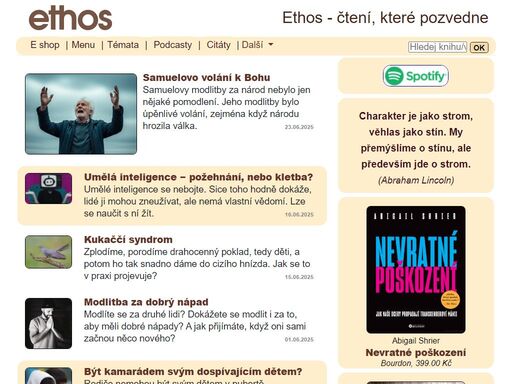časopis ethos pro rodinu, manželské vztahy, výchova dětí, osobní otázky a problémy, křesťanský pohled, podněty k biblickému zamyšlení a kázání o životě, e-shop