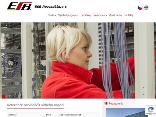 esb rozvaděče, a.s. je zajišťují dodávky rozváděčů nízkého napětí a zámečnických komponent pro elektromontážní firmy v tuzemsku i zahraničí, a to se šetrným přístupem k životnímu prostředí.