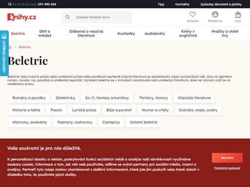 jen tak si pohovět... na e-shopu knihy.cz pro vás máme přes 60 000 knih skladem. knihy pro děti i dospělé se slevou až 85 %! jsme tu pro vás už od roku 1997.