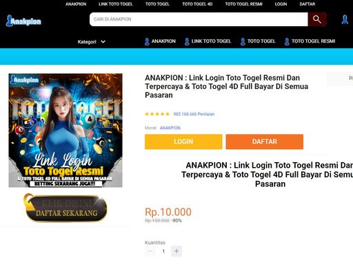 anakpion menampilkan link login toto togel resmi dan terpercaya serta toto togel 4d paling full bayar di semua pasaran.