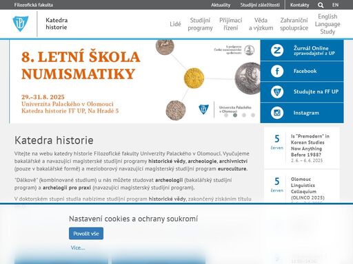 hlavní webové stránky filozofické fakulty univerzity palackého v olomouci