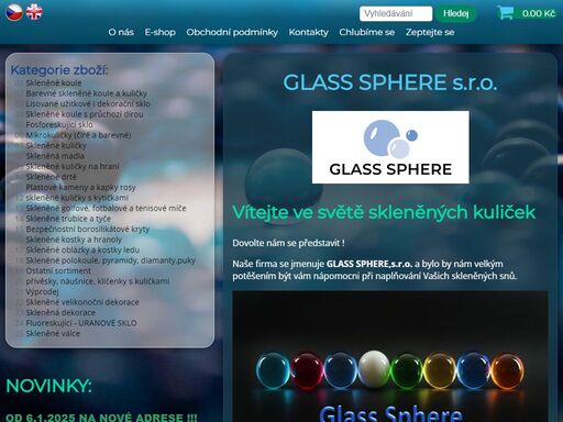 glass sphere s.r.o. - nabízíme veškerý sortiment skleněných kuliček pro technické i dekorační účely