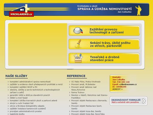 kompletní administrativní správa nemovitostí, obsluha, údržba a servis technických a technologických zařízení a celků. sekání trávy a letní i zimní úklidové práce.
