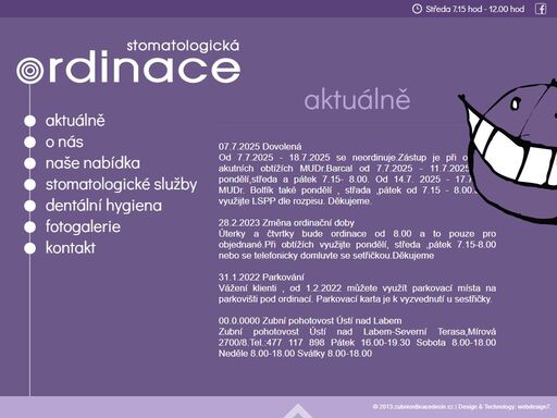 naše stomatologická ordinace ošetřuje dětskou i dospělou klientelu.
součástí naší praxe je i pracoviště dentální hygienistky.