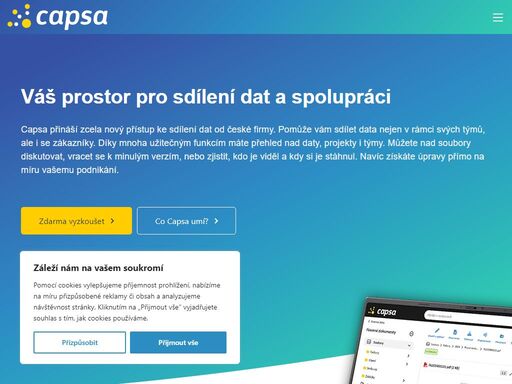 capsa | sdílejte data v týmu. pracujte online. archivujte.