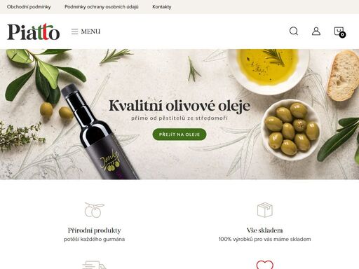 přírodní olivové oleje a další speciality středomoří, které potěší každého gurmána.