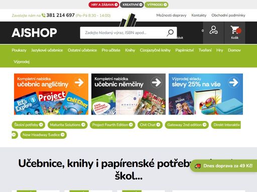 nabízíme jazykové i odborné učebnice do škol i samostudium, papírenské produkty, hry i kreativní potřeby pro malé i velké.