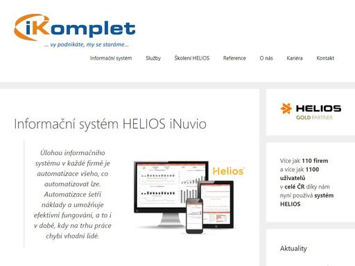 ikomplet prodává a implementuje informační systém helios inuvio. provedeme vás celým procesem implementace, až po podporu v rutinním provozu.