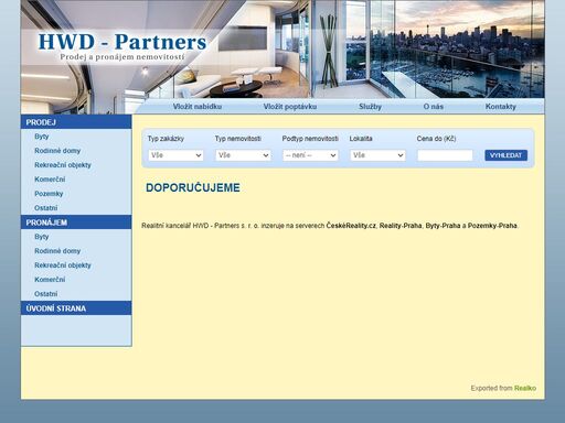 hwd partners - byty, domy, rekreační objekty a pozemky na prodej a pronájem