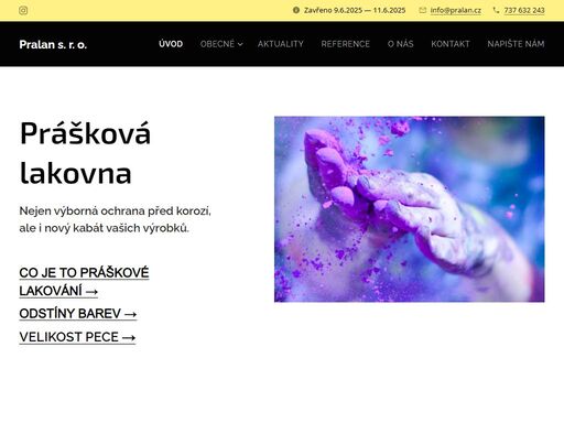 prášková lakovna, 9. května 208, rájec jestřebí 67902