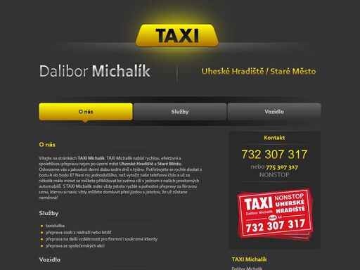 taxi michalík nabízí taxi přepravu po území měst uherské hradiště, staré město a po jejich okolí. přeprava v prostorných automobilech audi a6.