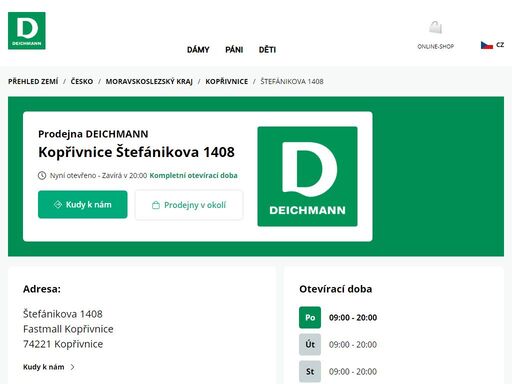 váš prodejnu deichmann štefánikova 1408 ve kopřivnice ? otevřít pracovní dobu a ? telefonní číslo ? zobrazit nyní.