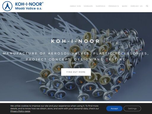 kin is manufacture of aerosol valves, plastic accessories, project concept, design and testing for 75 years